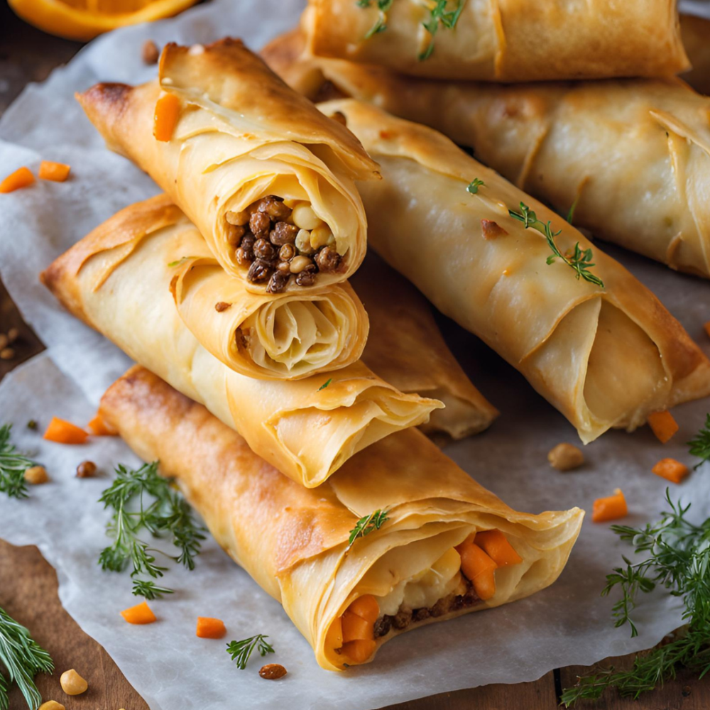 Involtini di pasta fillo con carote e lenticchie